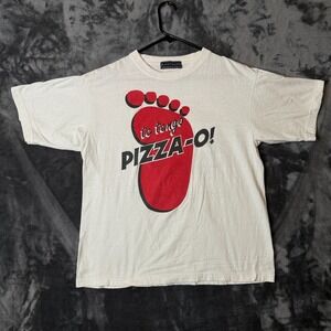 Vintage Pizza Hut White Short Sleeve Promo T-Shirt Mexican Black Stallion Medium